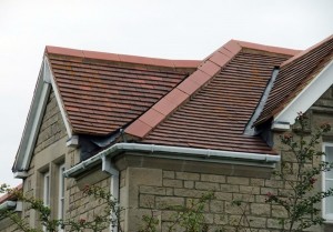 Clay plain tiles detail